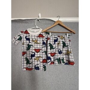Hanna Andersson Pajama Set Kids 10 Multicolor Dinosaur Grid Organic Cotton